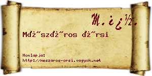 Mészáros Örsi névjegykártya